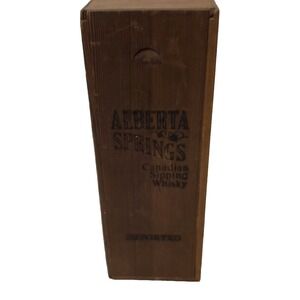 Vtg ALBERTA SPRINGS CANADIAN Old Time WHISKEY EMPTY Storage WOOD BOX Slide Lid